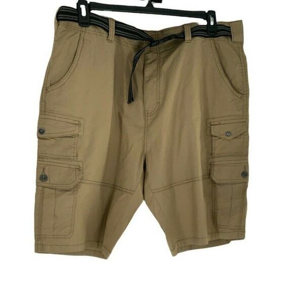 Iron Co Shorts Men's Size 38 Attached Belt Summer Pockets Zipper Twill Cargo - Picture 3 of 6